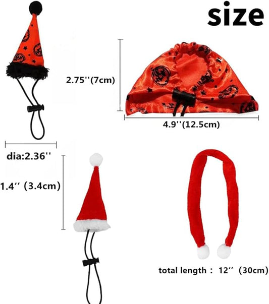 Bearded Dragon Halloween Hat Cloak Lizard Clothes Christmas Hat Scarf Set, Small Animal Halloween Christmas Festival Costume (red and Orange) KUNBIUH