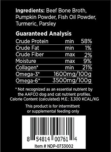 Nature's Diet Pet Bone Broth Protein Powder with Pumpkin, Fish Oil and Turmeric (Beef, 16 oz = 159 Servings) NaturesDiet%C2%AE