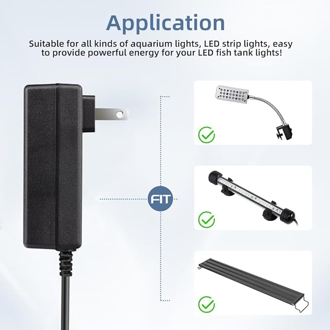 Aquarium Light LED Power Adapter AC 100-240V DC 24V 2A Replacement Power Adapter Fish Tank Light Power Supply Converter with Indicator Light DaToo