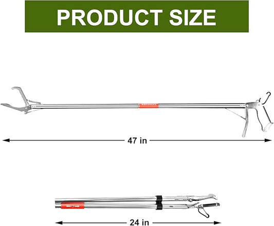 Reptile Tongs Snake Grabber Tool lock 47 inch Aluminum Alloy Easy to Carry Foldable and Light with Zigzag Wide Jaw Stainless Steel Professional Outdoor Catch Snake Hooks HOOJUKE