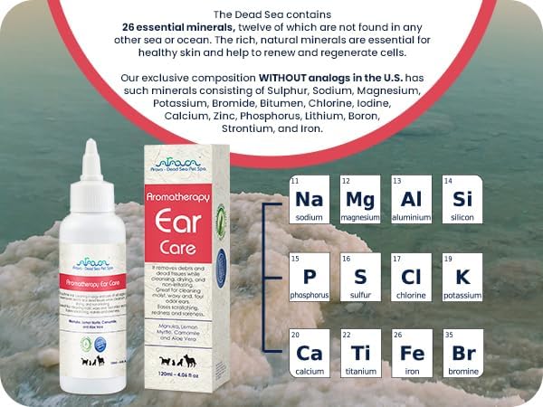 Arava Natural Dog Ear Infection Treatment -First Aid in Acute & Chronic Inflammations - Anti Itch Effective Ear Cleaner - Pet Otic Aromatherapy Ear Care Solution Arava-DeadSeaPetSpa