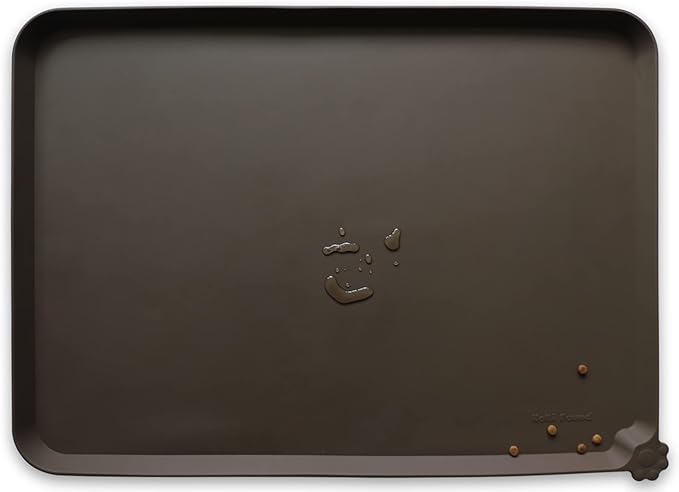 Hoki Found X-Large Silicone Pet Food Mats Tray - Non Slip Pet Dog Cat Bowl Mats Placemat - Dog Pet Cat Feeding Mat - Waterproof Dog Cat Food Mats -Pet Water Mats for Carpet - Coffee - PAWPICO