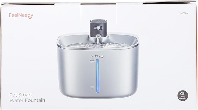 Wireless Cat Water Fountain Stainless Steel with Sensor, 4000mAh Battery Operated, 4L/135fl oz Pet Water Fountain for Cats Dogs, Ultra Quiet Cat Drinking Fountain with 2 Filters (YPD-C004S) - PAWPICO