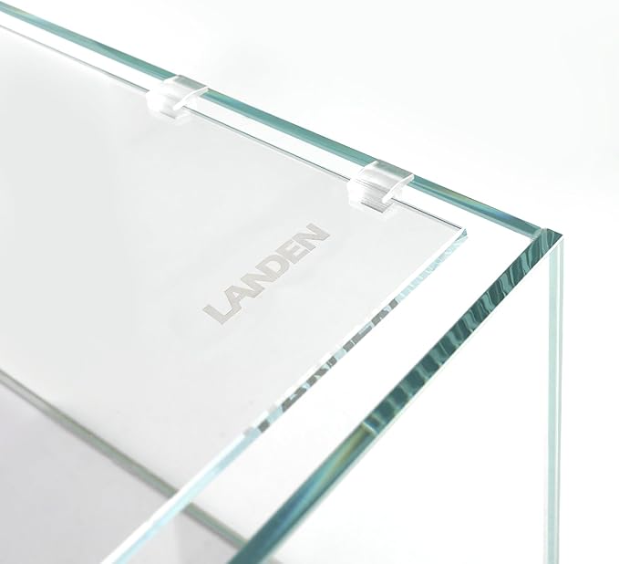 LANDEN 4mm Thick Clear Glass Aquarium Lid, Includes 4 Clips for Secure Placement, 342 x 168mm(13.46x6.61 inches for 350-354mm Inner Length Aquariums, Adapted to LANDEN NA362226 Landen