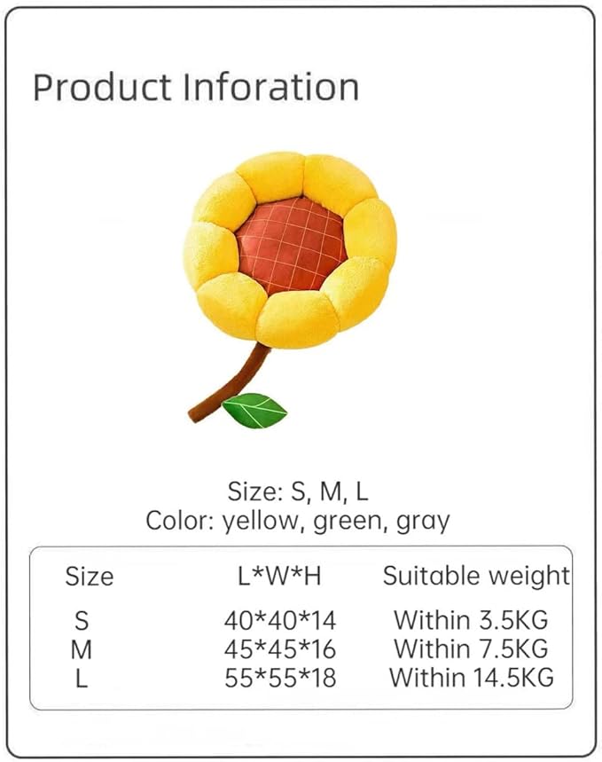 Cat Nest Flower Shape Cat Sofa Bed Cute and Comfortable Pet Cat House Thickened Non-Slip Soft Pet Bed Suitable for Small Cats and Dogs (M,Gray) - PAWPICO