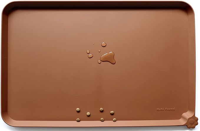 Hoki Found L Silicone Pet Food Mats Tray - Non Slip Pet Dog Cat Bowl Mats Placemat - Dog Pet Cat Feeding Mat - Waterproof Dog Cat Food Mats -Pet Water Mats for Carpet -Caramel - PAWPICO