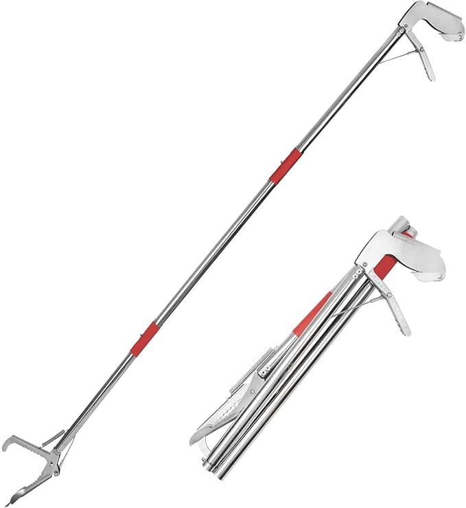 50in Snake Grabber,Snake Grabber Tool Only 17 in After Folding, Snake Stick Suitable for Many Scenarios,Snake Tools can Also be Used as Reptile Tongs and Snake Hook (White Metal Handle) PAWPICO