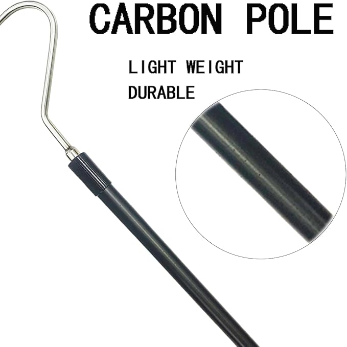 48" Carbon Snake Hook Reptile Catcher Stick Tongs Rattlesnakes Grabber Pick-up Handling Tool Kit for Catching Controlling or Moving Snake PAWPICO