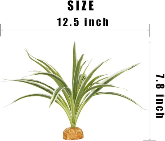 Artificial Spider Plants, Reptile Terrarium Decor, Bearded Dragon Tank Accessories fit Crested Gecko Leopard Lizard Chameleon Ball Python Snake Frog WOLEDOE