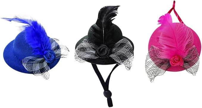 3Pcs Chicken Hats for Hen Small Helmets for Real Chicken Pet Chicken Top Hat with Adjustable Elastic Chin Strap Chicken Accessories Halloween Animal Costumes Hat for Bird, Black Rose Blue, LXLVOUEG LXLVOUEG