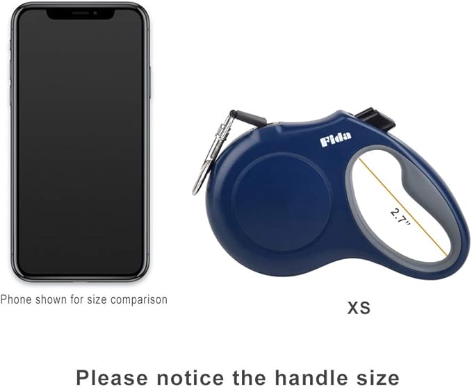 Fida Retractable Dog Leash, 10ft Heavy Duty Pet Walking Leash for X-Small Dog or Cat up to 18 lbs, Tangle Free. One-Hand Brake (X-Small,Navy Blue) Fida
