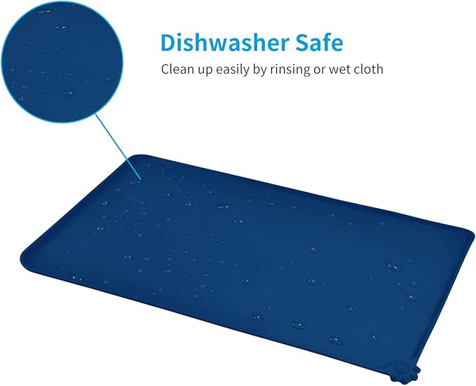 AUDWUD Silicone Waterproof Dog Cat Pet Feeding Mats,Anti Slip Pet Bowl Mats,Pet Feeding Mat, 28" x 18" - PAWPICO