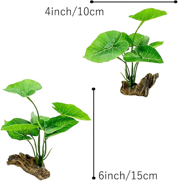 Smoothedo-Pets Fish Tank Decor Aquarium Decorations Ornaments Betta Leaf pad Hammock 6inch Plastic Artificial Plant Goldfish Fish Hides Small Tank/Reptiles Plants Driftwood (Green-Type-A-Set) EnvironmentFriendlyArtificialPlasticPlantAquariumDecoration