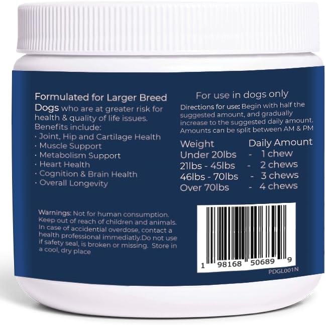 Large Breed Daily Multivitamin - Formulated for Large Dogs & Their Unique Health Needs, 90ct Delicious Bacon Flavor Dogletics
