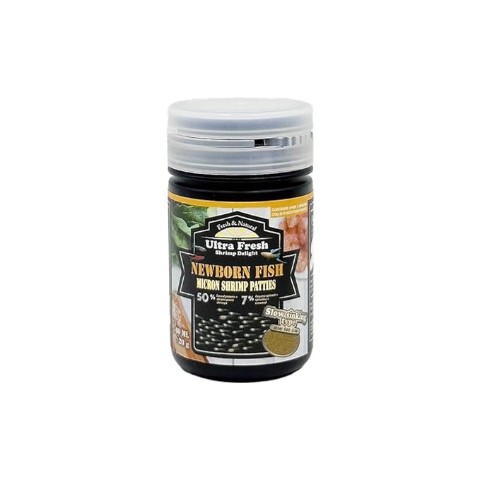Ultra Fresh Baby Fish Food with 50% Sword Prawn Shrimp, Slow Sinking, Substitute for Brine Shrimp - For Fry Health and Cleaner Water UltraFresh-ShrimpDelight