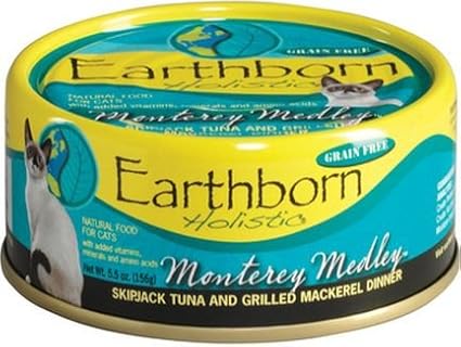 Earthborn Holistic Wet Cat Food Variety Pack - 3 Flavors (Catalina Catch, Chicken Catcciatori, and Monterey Medley) - 5.5 Ounces Each (12 Cans Total) - PAWPICO
