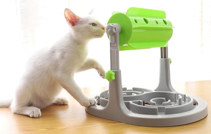 Interactive Dog & Cat Food Puzzle Toy - Treat Boredom Dispensing Slow Feeder - Anxiety IQ Training in Smart Feeding and Adjustable Height for Small/Medium Dogs - PAWPICO