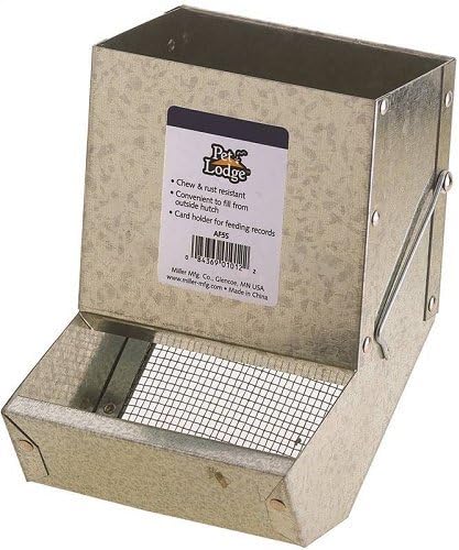 Pet Lodge® Steel Small Animal Feeder with Sifter Bottom | Cage Rabbit Feeder | Holds Several Days Worth of Food | 5 Inch PetLodge