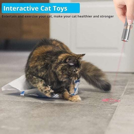 Cat Toy, 2 Pieces USB Rechargeable, Long Range 5 Modes, Interactive Kitten Toy for Indoor Cat and Dog - PAWPICO
