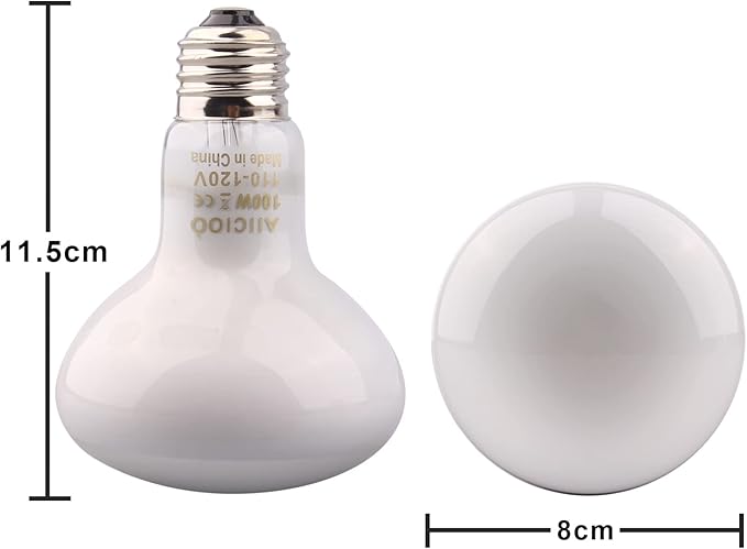 Aiicioo Reptile Basking Light Bulb - 100W Reptile Heat Lamp 2 Pack UVA Daylight Amphibians Basking Bulb for Bearded Dragon Turtle Hermit Crab Gecko Lizard Daylight AIICIOO