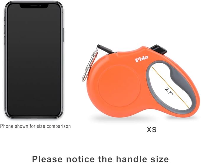 Fida Retractable Dog Leash, 10ft Heavy Duty Pet Walking Leash for X-Small Dogs or Cat up to 18 lbs, Tangle Free. One-Hand Brake (X-Small, Orange) - PAWPICO