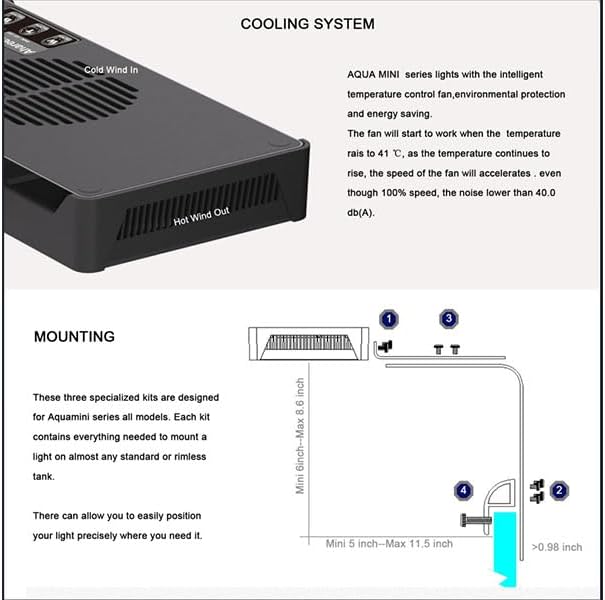 Aquarium Light 45 Watts Gree LED Full Spectrum 2 Channels Reef Light with Timer Sunrise Sunset Moonlight Model for Coral SPS LPS Saltwater Fish Nano Reef Tank (10 to 24 Inches in Length) PAWPICO