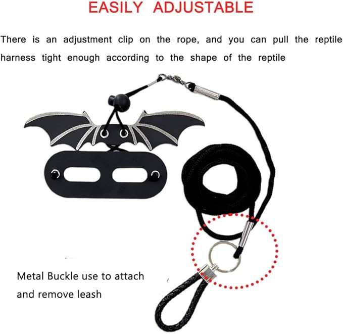 3 Size Pack Bearded Dragon Leash and Harness Set, Bearded Dragon Harness and Leash, Soft Leather Detachable Adjustable Reptile Lizard Leash Bearded Dragon (Silver) cyhaen