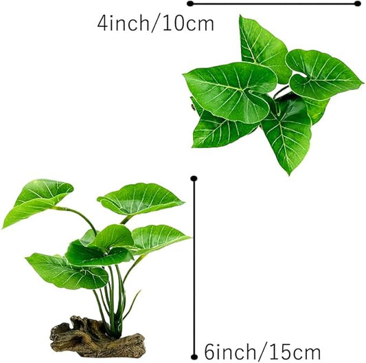 Smoothedo-Pets Fish Tank Decor Aquarium Decorations Ornaments Betta Leaf pad Hammock 6inch Plastic Artificial Plant Goldfish Fish Hides Small Tank/Reptiles Plants Driftwood (Green-Type-A-Set) EnvironmentFriendlyArtificialPlasticPlantAquariumDecoration