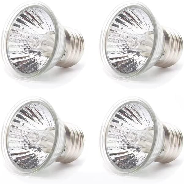 4 Pack Reptile Heat Lamp Bulbs, UVA+UVB Turtle Basking Heat Bulbs 25w/50w Tortoise Lighting Bulb for Lizards, Snakes, Aquarium, Amphibian PUEUTU
