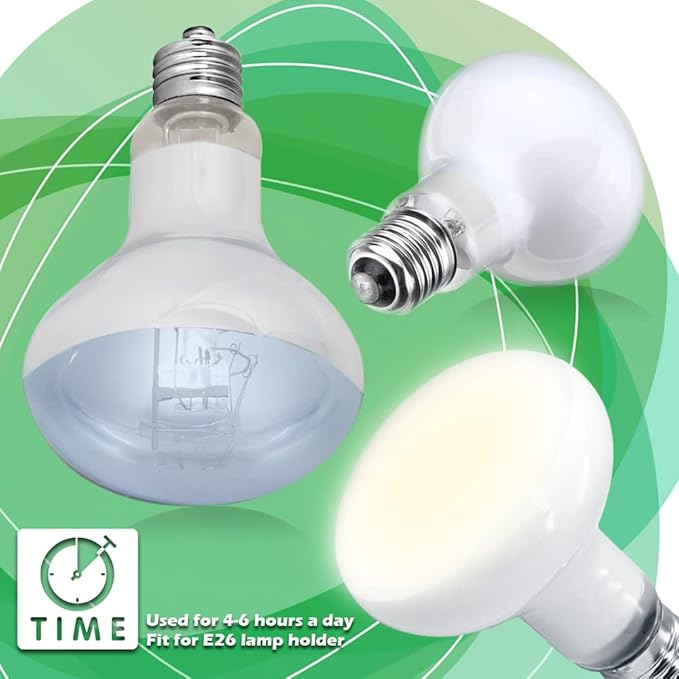 Reptile Heat Lamp Bulbs 100W 2 Pack Basking Light Heat Bulb for Reptiles,UVA Daylight Heating Lamp for Bearded Dragon,Lizard,Turtle,Chicken Pet Brooder with Digital Temperature Thermometer bestchoiceforyourreptiles