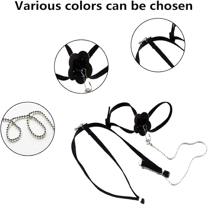 Adjustable 4.72inch Reptile Lizard Harness Leash,Turtle Lizard Pet Traction Belt Bearded Dragon Accessories Soft Small Pet Animal Harness Rope Outdoor Used (Black) HOKABLE
