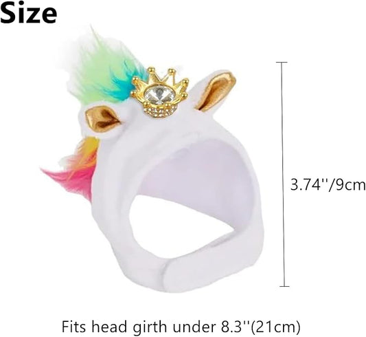 Lizard Hat for Bearded Dragon - Soft Fuzzy Plush Cap with Adjustable Chin Strap & Crown Decor Reptile Headwear Halloween Costume Outfit Photo Props for Gecko Chameleon Amphibians Snake Hamster (White) WCDJOMOP