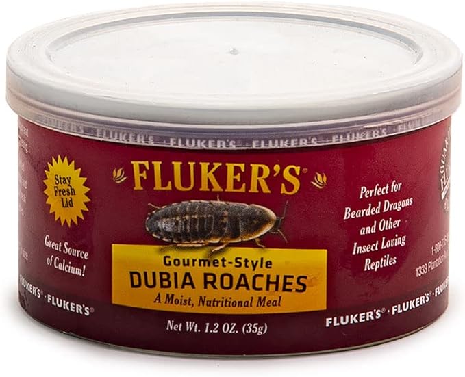 Fluker's Gourmet Canned Food for Reptiles, Fish, Birds and Small Animals, Dubia Roaches, 1.2 oz Flukers