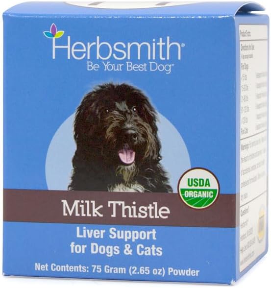 Herbsmith Milk Thistle Herbal Supplement for Dogs and Cats, 75g Powder Herbsmith