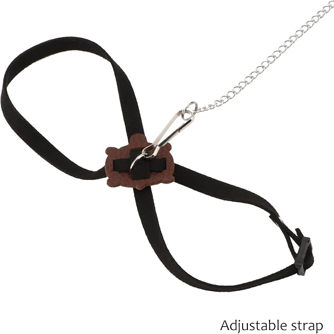 2 Pack Adjustable Reptile Harness and Leash for Lizard Gecko Bearded Dragon Outside Walk (Black) Wontee