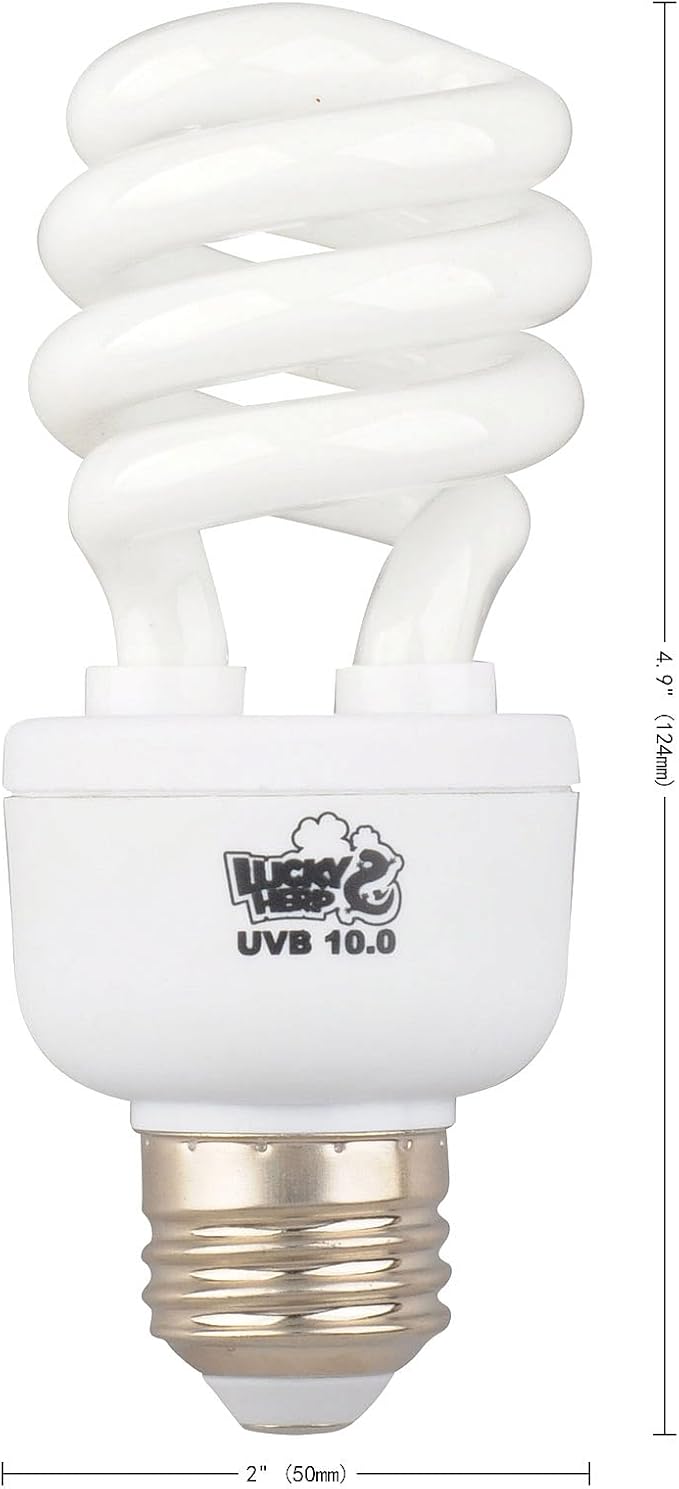 LUCKY HERP 10.0 UVB Reptile UVB Bulb,Fluorescent Terrarium Lamp,Compact Bulb,E26,Screw Thread (13 Watt) LUCKYHERP
