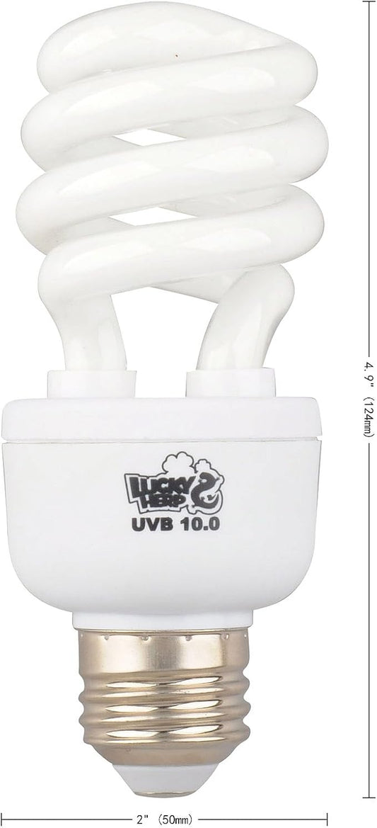 LUCKY HERP 10.0 UVB Reptile UVB Bulb,Fluorescent Terrarium Lamp,Compact Bulb,E26,Screw Thread (13 Watt) LUCKYHERP