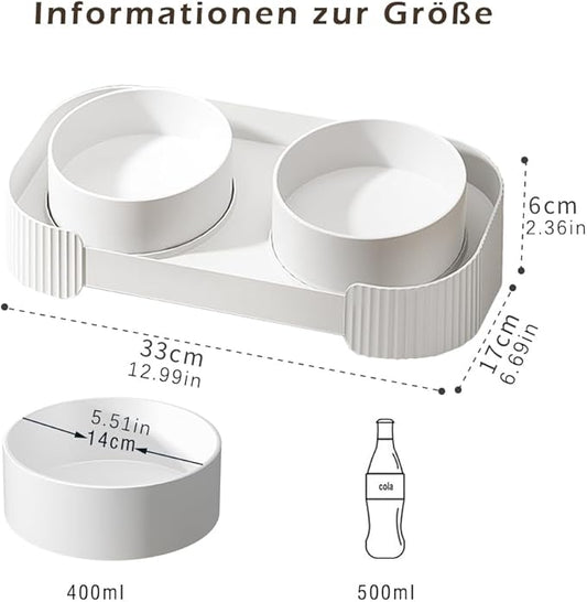 Marchul Ceramic Cat Bowls, Raised Cat Food Water Bowls, Anti overturning Splash-Proof Double Cat Food Dishes Set - PAWPICO