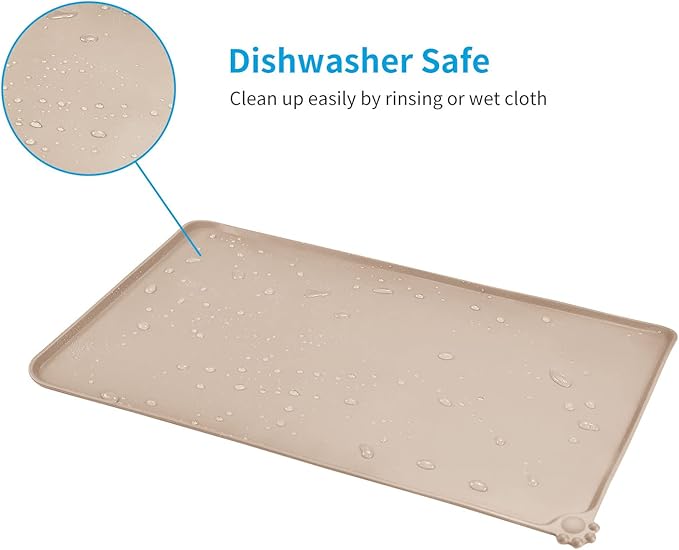 AUDWUD Silicone Waterproof Dog Cat Pet Feeding Mats,Anti Slip Pet Bowl Mats,Pet Feeding Mat, 28" x 18" - PAWPICO