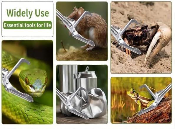 50in Snake Grabber,Snake Grabber Tool Only 17 in After Folding, Snake Stick Suitable for Many Scenarios,Snake Tools can Also be Used as Reptile Tongs and Snake Hook (White Metal Handle) PAWPICO
