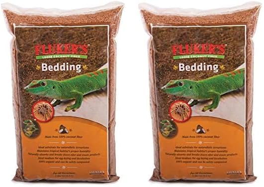 Fluker's Loose Coconut Fiber Bedding for Reptiles and Arachnids, 5QT (Pack of 2) Flukers