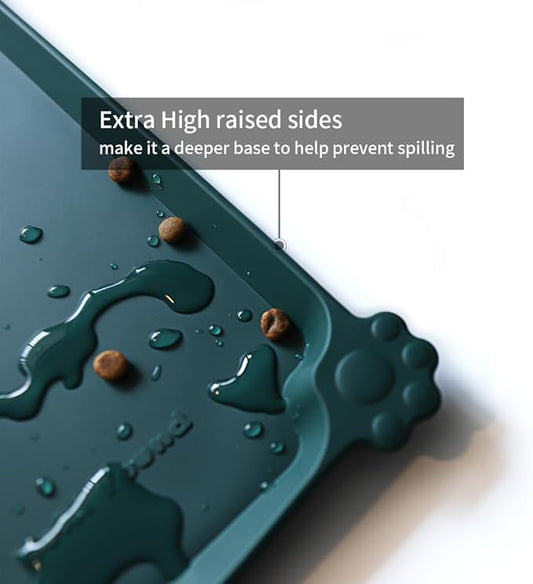 Hoki Found L Silicone Pet Food Mats Tray - Non Slip Pet Dog Cat Bowl Mats Placemat - Dog Pet Cat Feeding Mat - Waterproof Dog Cat Food Mats -Pet Water Mats for Carpet -Dark Cedar - PAWPICO