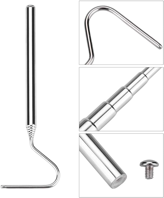 Snake Hook, Stainless Steel Extensible Telescoping Snake Catcher Hook Collapsible Reptile Hook Telescoping Capture Hook for Catching Handling Grabber Separate Small Pet Snake ViaGasaFamido