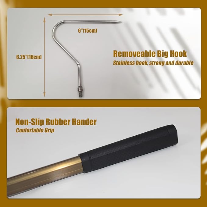 66" Snake Hook Reptile Catcher Stick Tongs Grabber Handling Tool for Rattlesnakes Python Copperhead Removal Catching Wamlet
