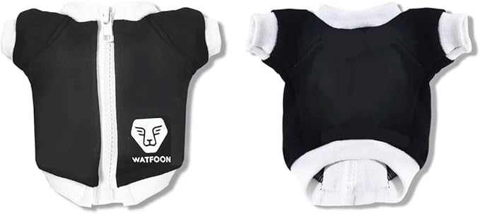 WATFOON Lizard Clothes Bearded Dragon Sweater Winter Jacket Warm Coat Hoodies Soft Touching for Skin Protection Leopard Reptile Gecko Anole Amphibians Apparel Cold Weather (M, Black White) WATFOONpets