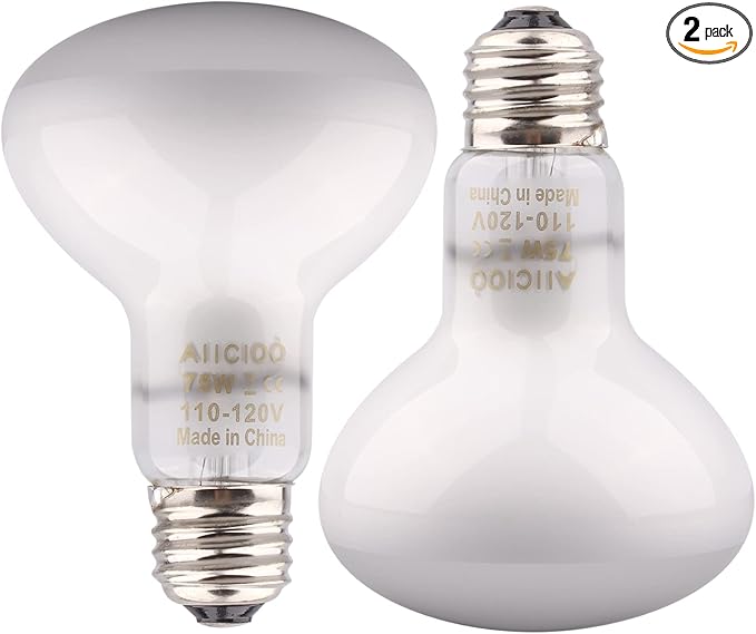 Aiicioo Reptile Basking Light Bulb - 75W Reptile Heat Lamp 2 Pack UVA Daylight Amphibians Basking Bulb for Bearded Dragon Turtle Hermit Crab Gecko Lizard Daylight AIICIOO