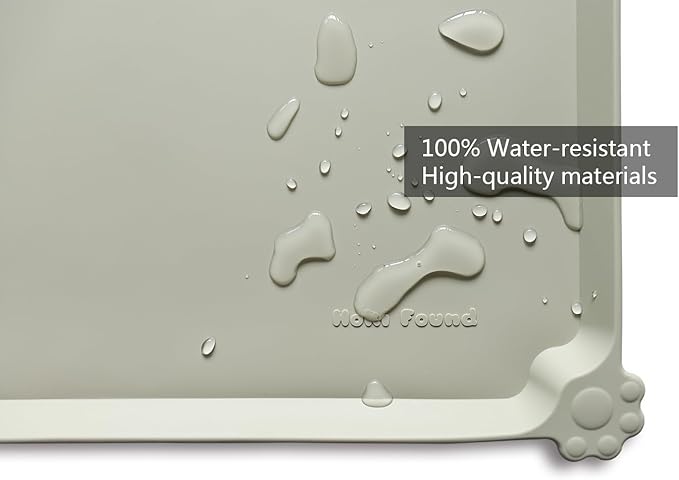 Hoki Found Large Silicone Pet Food Mats Tray - Non Slip Pet Dog Cat Bowl Mats Placemat - Dog Pet Cat Feeding Mat - Waterproof Dog Cat Food Mats -Pet Water Mats for Floors - Cream Green - PAWPICO