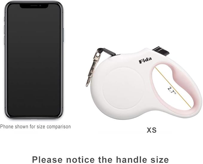 Fida Retractable Dog Leash X-Small Breed, 10 ft Durable Pet Walking Leash for Extra Small Dogs/Cats/Small Animals up to 18 lbs, 360° Tangle Free, White Fida
