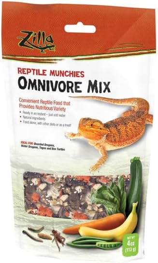 3 PACK ZILLA FREEZE DRIED REPTILE MUNCHIES OMNIVORE MIX 4 OZ (3 BAGS FOR A TOTAL OF 12 OZ OF FOOD!) Zilla