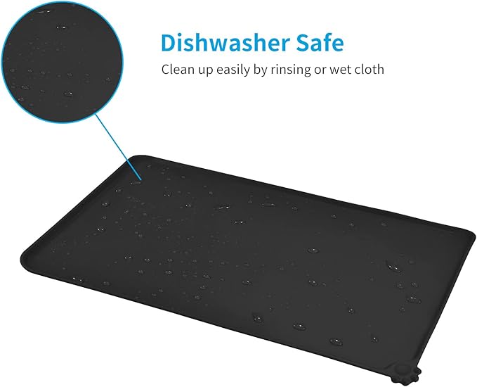 AUDWUD Silicone Waterproof Dog Cat Pet Feeding Mats,Anti Slip Pet Bowl Mats,Pet Feeding Mat, 34" x 23" - PAWPICO